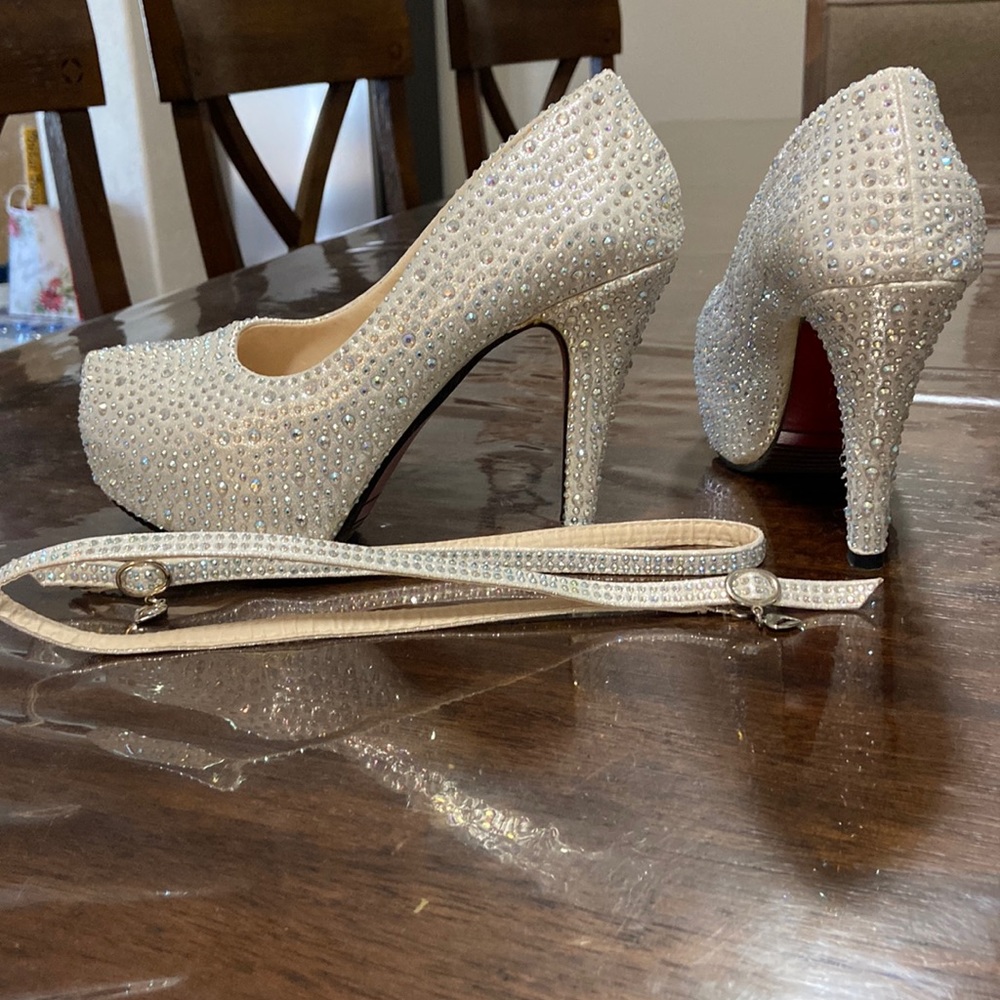 Gem studded pumps